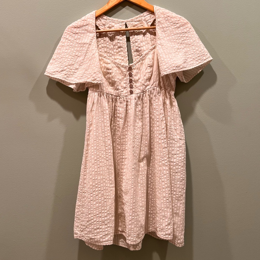 Urban Outfitters Cream Seersucker Mini Dress Size S